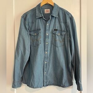 Wrangler Mens Iconic Denim Regular Fit Snap Shirt